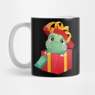 Cute Christmas Dinosaur In a Gift Box Mug